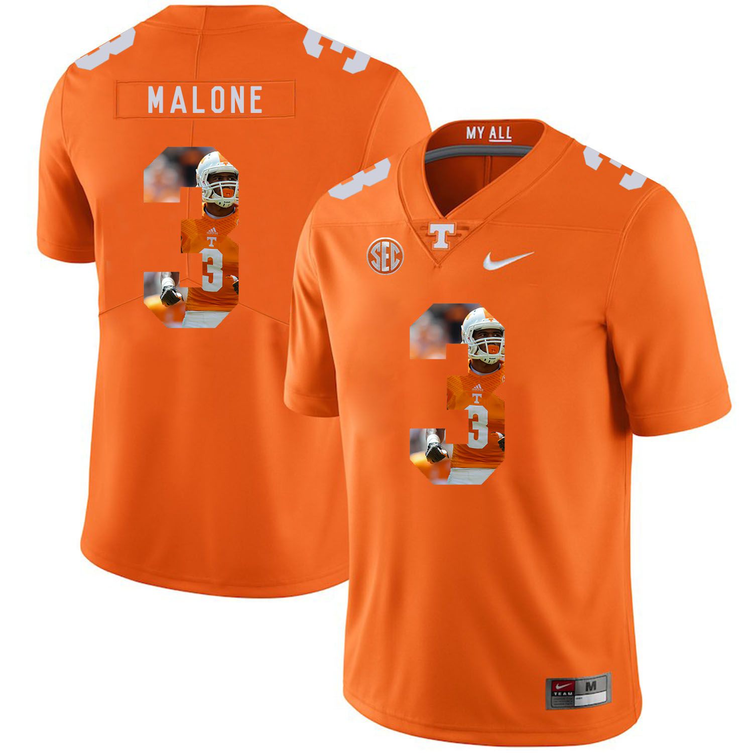 Men Tennessee Volunteers #3 Malone Orange Fashion Edition Customized NCAA Jerseys